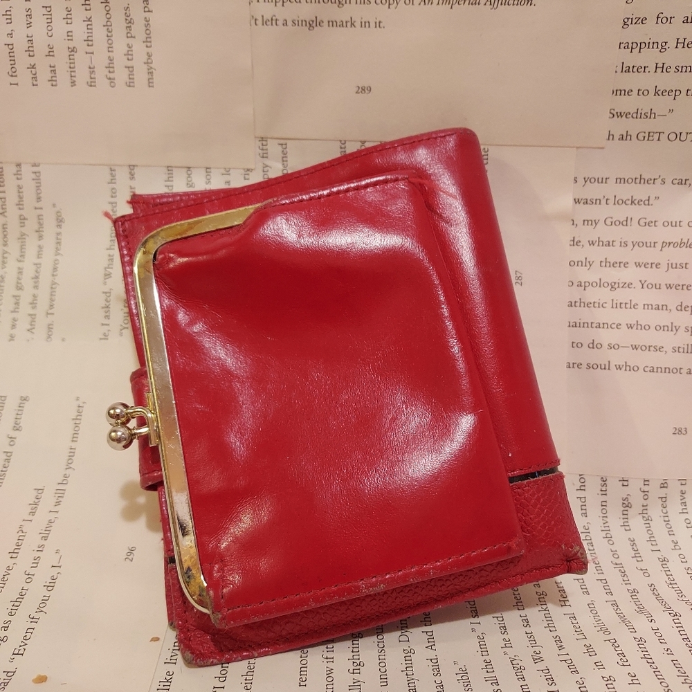 Vintage bright red wallet/change purse combo